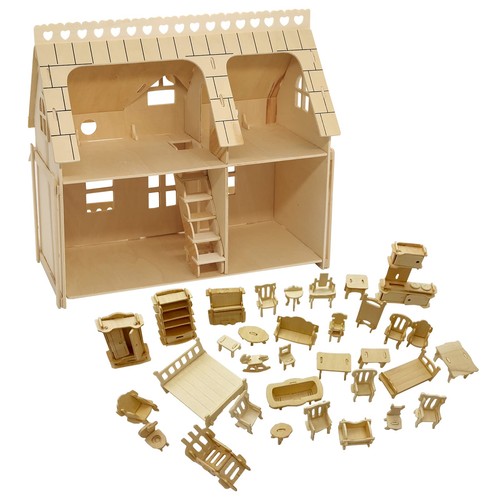 Wooden dolls house miniature - dolls,