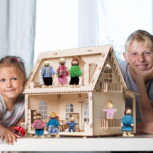 Doll house wooden - doll, people