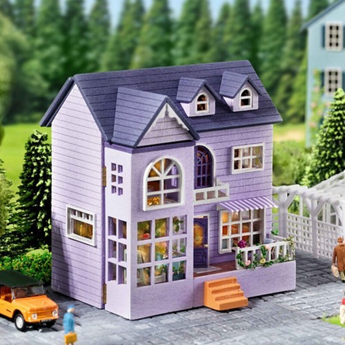 Wooden diy dollhouse - wooden,