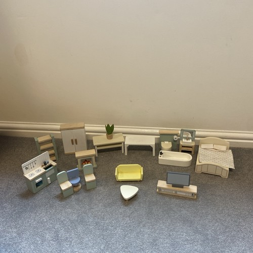 Wooden doll house - wooden, furniture
