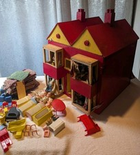 Vintage Wooden Dollhouse Mid