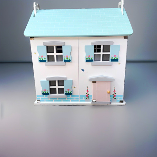 White blue wooden doll - white/blue, doll’s