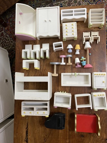 Wooden doll house - doll, furniture