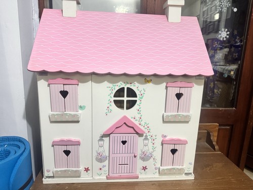 Wooden doll house - house, pink
