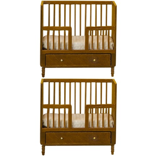 2pcs miniature wooden - 2pcs, bed