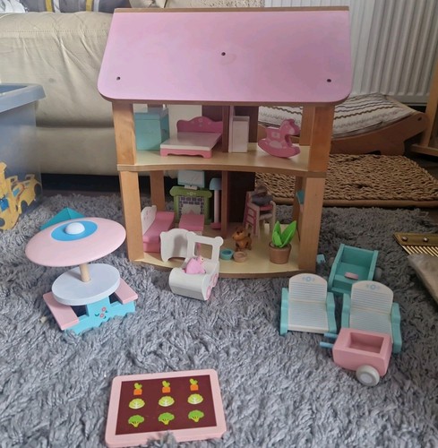 Wooden doll house with - wooden,