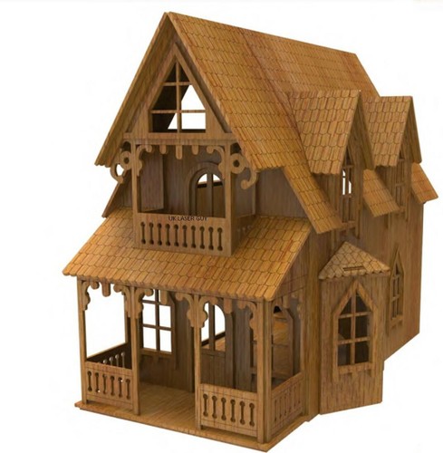 Wooden miniature dolls house - wooden,