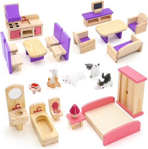 25pcs wooden doll house - wooden,