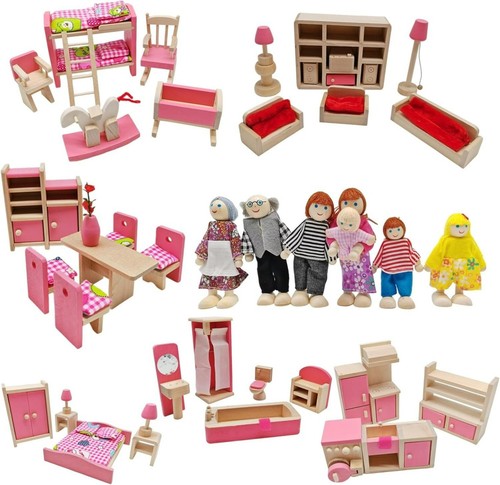 Wooden doll house - house, furniture