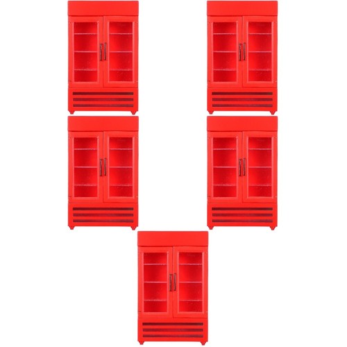 Red wooden miniature - miniature, fridge