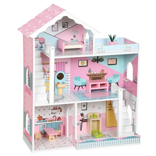 Wooden dolls house - wooden, 3-storey