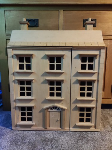 Wooden dolls house with - wooden,