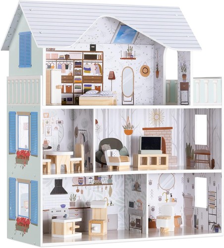 Navaris large wooden dollhouse - wooden,