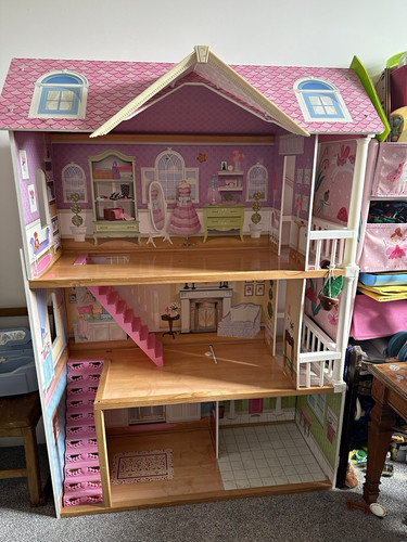 Large pink white wooden - pink/white,