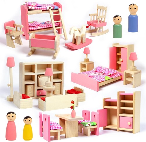 33pcs wooden dollhouse - wooden,