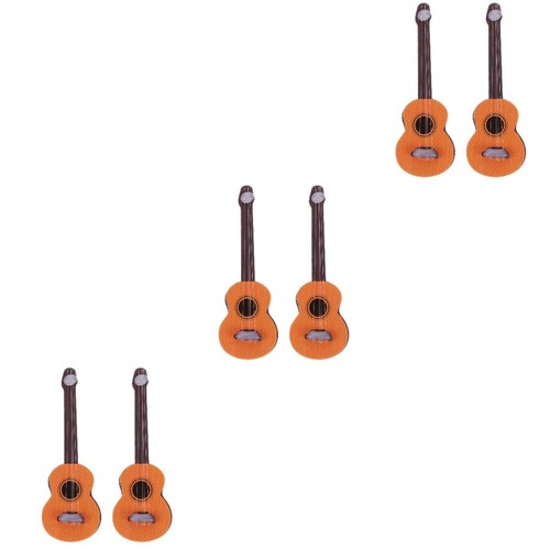 Wooden mini guitar - wooden, 6pcs
