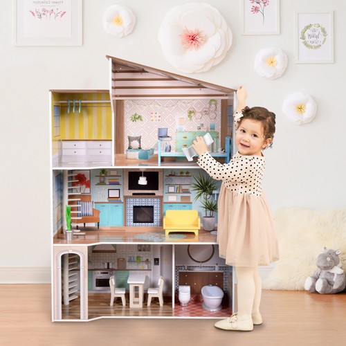Big wooden dollhouse - big, floors