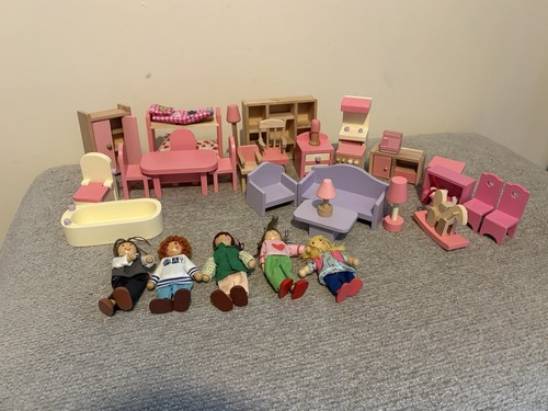 Wooden dolls house - house, furniture