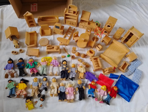 Wooden dolls house furniture - wooden,