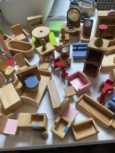 Wooden dolls house furniture - wooden,