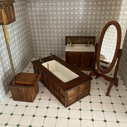 Dolls house wooden bathroom - dolls,