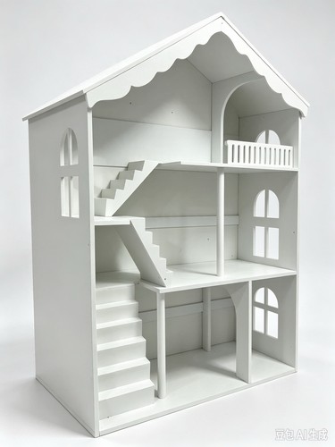 White wooden storey room - 3-storey, 4-room